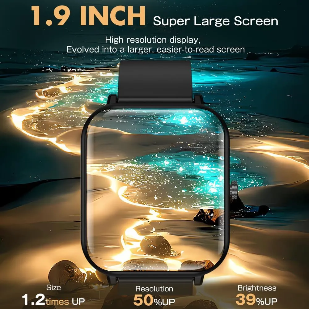 Smart Watch for Men Women, Fitness Tracker, 1.9" Smartwatches, 24 Sports Modes, Heart Rate/Sleep Monitor/Pedometer/Spo2/Step Counter, IP68 Waterproof, Ultra Thin, Long-Lasting Battery for Android iOS