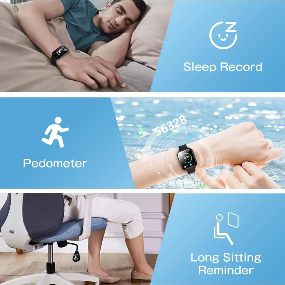 Smart Watch for Men Women, Fitness Tracker, 1.9" Smartwatches, 24 Sports Modes, Heart Rate/Sleep Monitor/Pedometer/Spo2/Step Counter, IP68 Waterproof, Ultra Thin, Long-Lasting Battery for Android iOS
