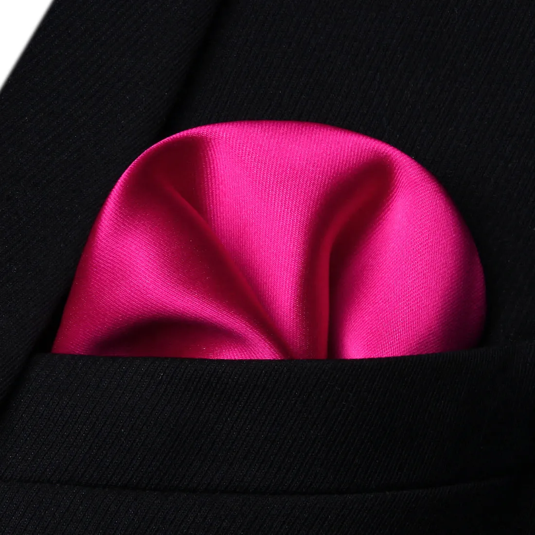 Solid Suspender Pre-Tied Bow Tie Handkerchief - A1- HOT PINK