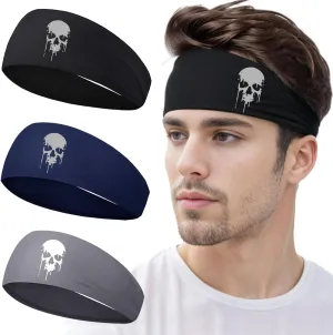 Sports Headbands for Men Sweatbands Sweat Bands Headbands Men 3pcs Workout Cooling Head Bands for Running Hairband for Tennis Football Gym Yoga