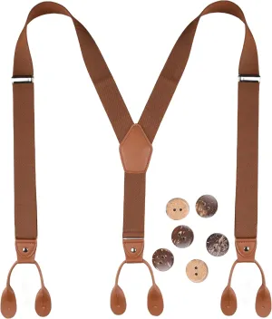 Suspenders for Men Button End Adjustable Y-Back Elastic 47 Inches