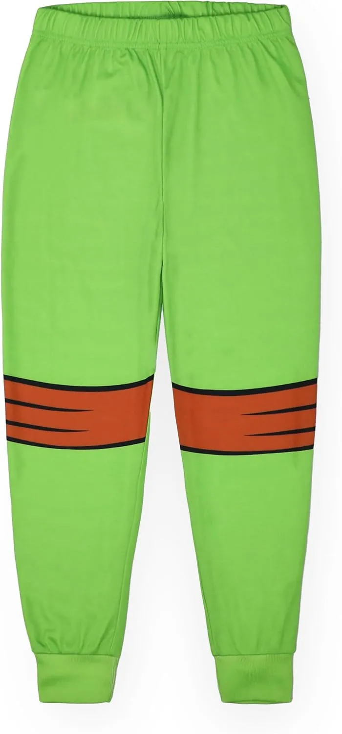 Teenage Mutant Ninja Turtles Boys Pajama Set | Kids Green Loungewear Long Sleeve T-Shirt & Long Leg Pants Complete PJs