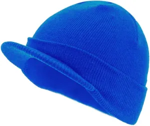 The Vintage Year Plain Sports Visor Billed Knit Radar Cuff Beanie