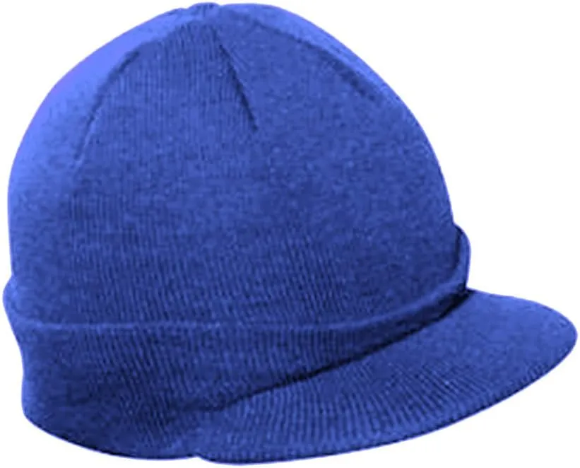The Vintage Year Plain Sports Visor Billed Knit Radar Cuff Beanie