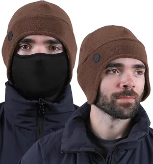 Tough Headwear Skull Cap with Mask Men, Winter Running Gear, Motorcycle Winter Gear, Helmet Liners, Ski Hat, Thermal Beanie