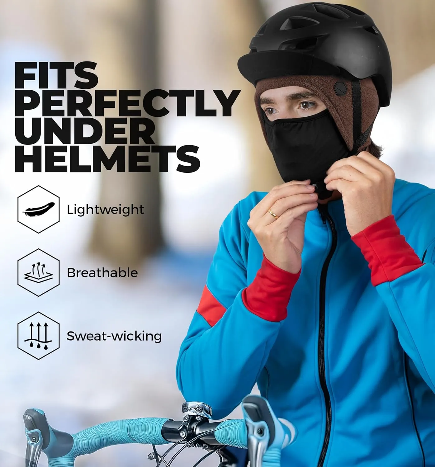 Tough Headwear Skull Cap with Mask Men, Winter Running Gear, Motorcycle Winter Gear, Helmet Liners, Ski Hat, Thermal Beanie