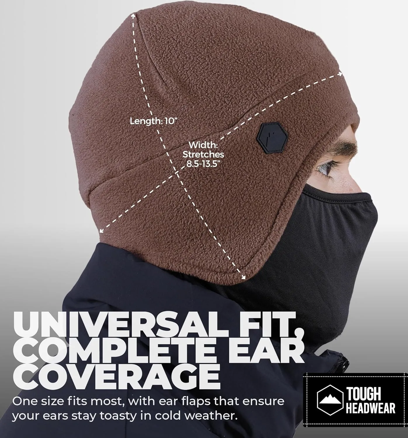 Tough Headwear Skull Cap with Mask Men, Winter Running Gear, Motorcycle Winter Gear, Helmet Liners, Ski Hat, Thermal Beanie