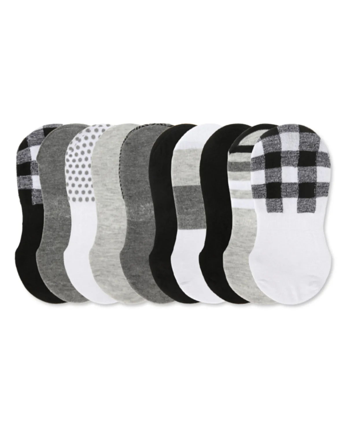 Women's 10 Pair Pack Buffalo Plaid High-Cut Liner Socks