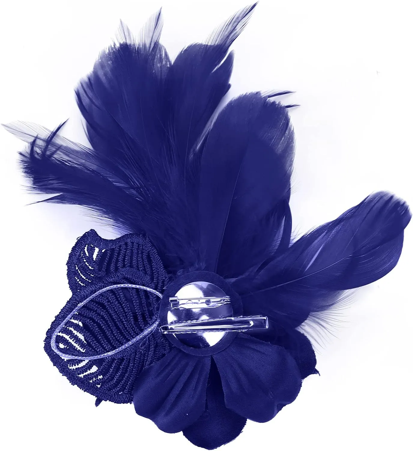 Women's Fascinator Feather Flower Pin Brooch Corsage Bridal Hairband Derby Hat Cocktail Party Wedding