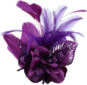 Women's Fascinator Feather Flower Pin Brooch Corsage Bridal Hairband Derby Hat Cocktail Party Wedding