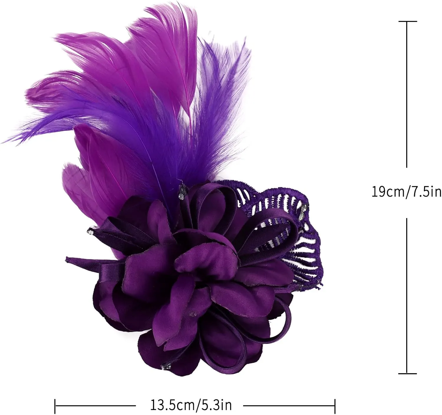 Women's Fascinator Feather Flower Pin Brooch Corsage Bridal Hairband Derby Hat Cocktail Party Wedding
