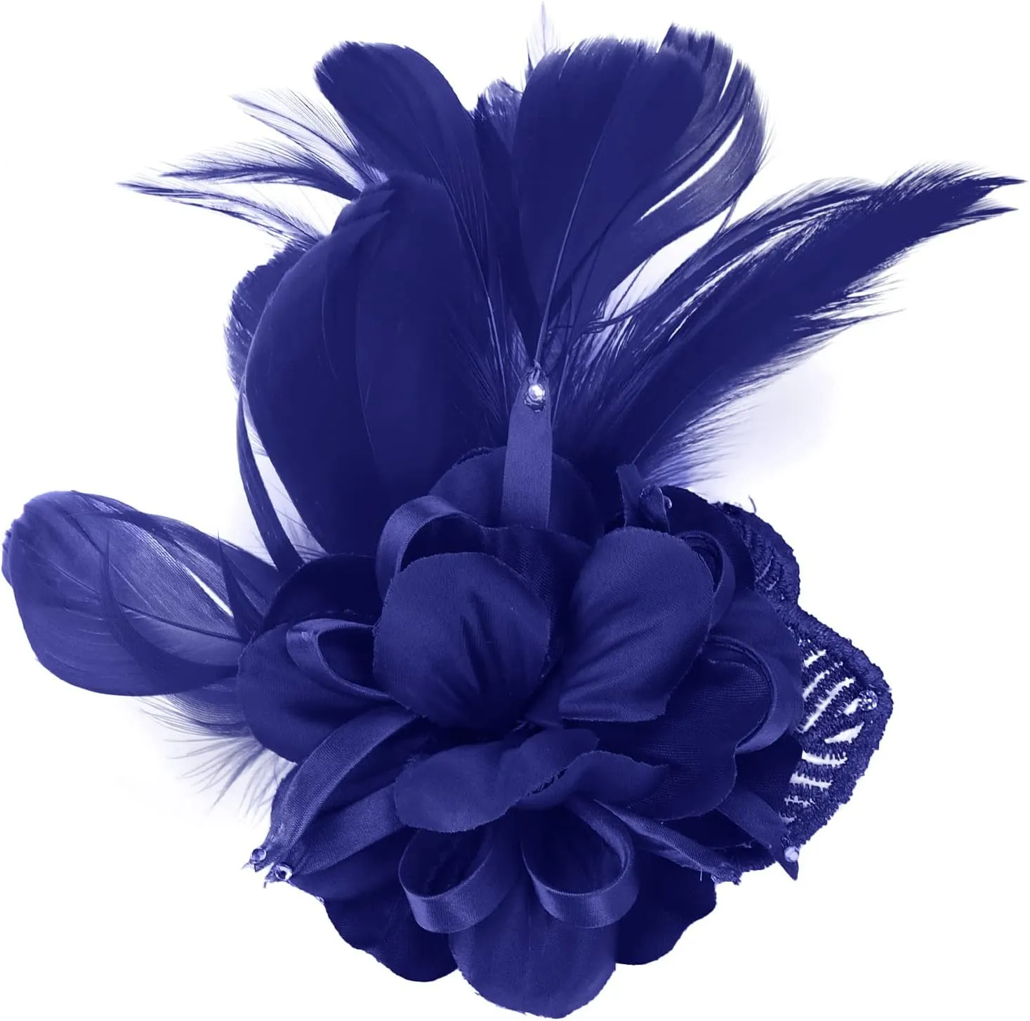 Women's Fascinator Feather Flower Pin Brooch Corsage Bridal Hairband Derby Hat Cocktail Party Wedding
