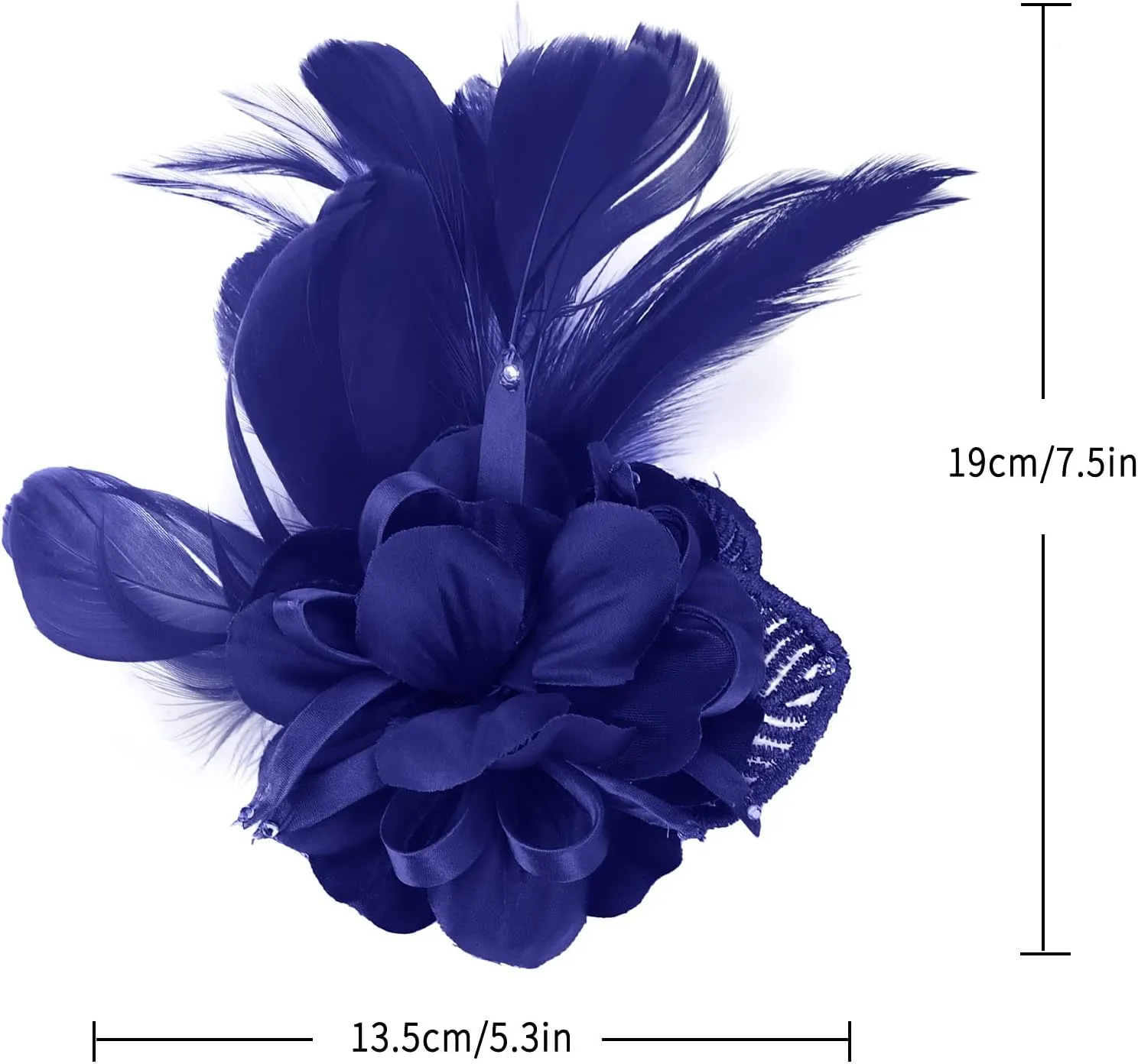 Women's Fascinator Feather Flower Pin Brooch Corsage Bridal Hairband Derby Hat Cocktail Party Wedding