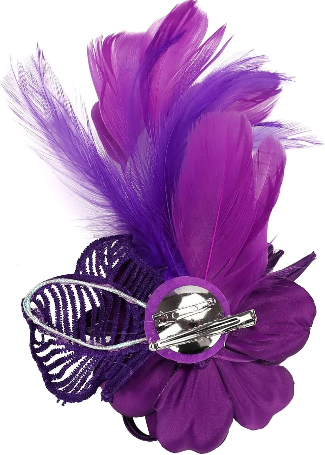 Women's Fascinator Feather Flower Pin Brooch Corsage Bridal Hairband Derby Hat Cocktail Party Wedding