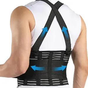 Work Back Brace for Lower Back Pain with Suspenders, Adjustable Lumbar Back Support Belt for Men & Women-Heavy Lifting, Safety Protection, Sciatica Relief (2XL)