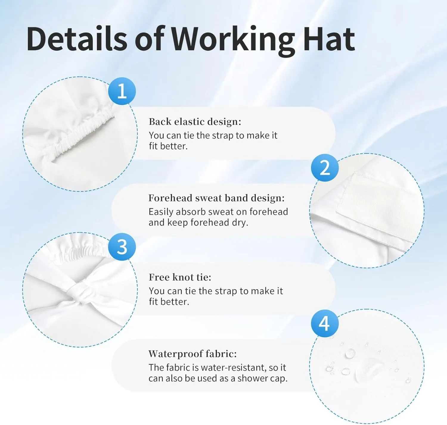 Working Cap Breathable Unisex Women Men Elastic Bandage Tie Back Hats Scrub Nursing Doctor Surgeon Cap