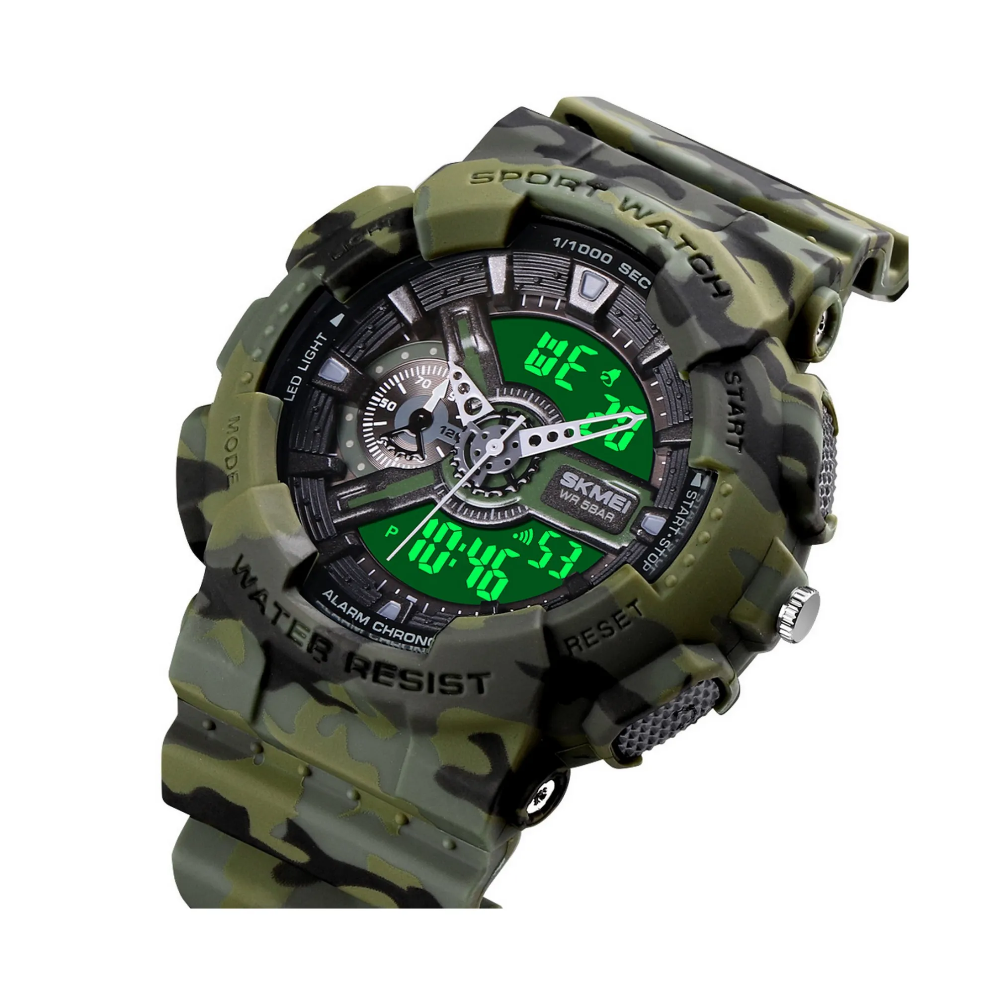 WW1517 SKMEI Sports Camouflage Dual Time Fiber Belt Watch 1688