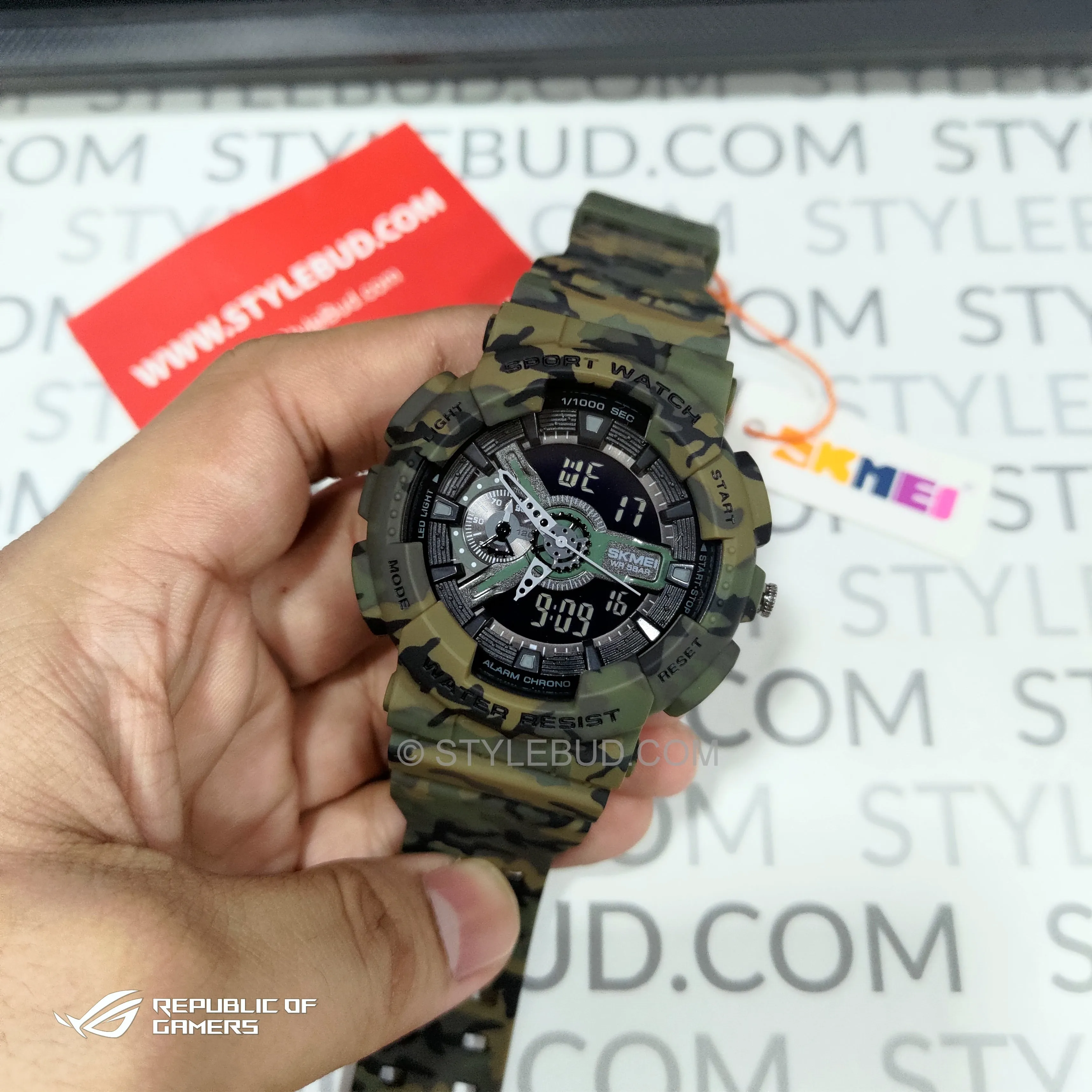 WW1517 SKMEI Sports Camouflage Dual Time Fiber Belt Watch 1688