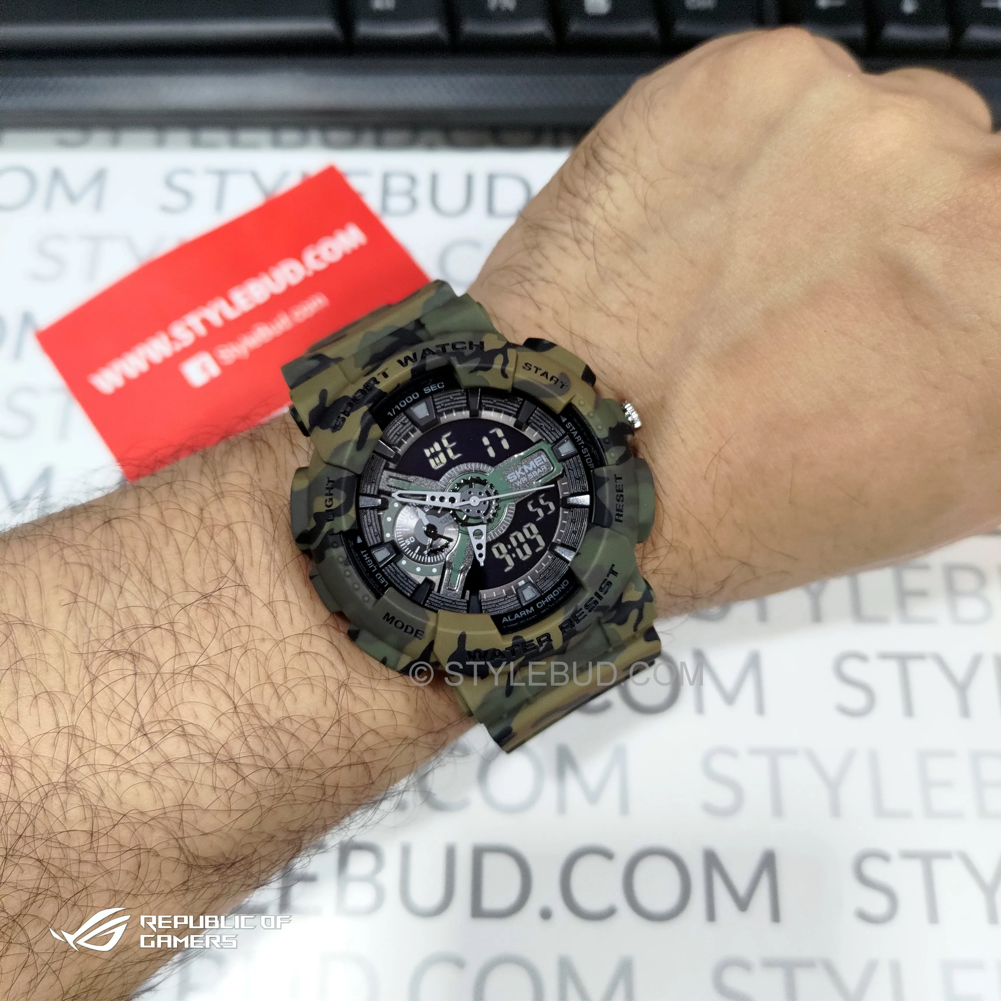 WW1517 SKMEI Sports Camouflage Dual Time Fiber Belt Watch 1688