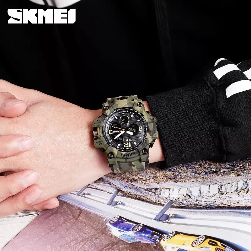 WW1787 SKMEI Sports Camouflage Dual Time PU Belt Watch 1155B