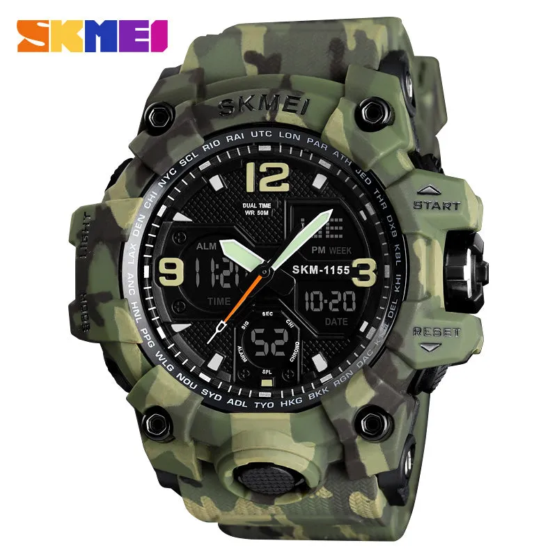 WW1787 SKMEI Sports Camouflage Dual Time PU Belt Watch 1155B