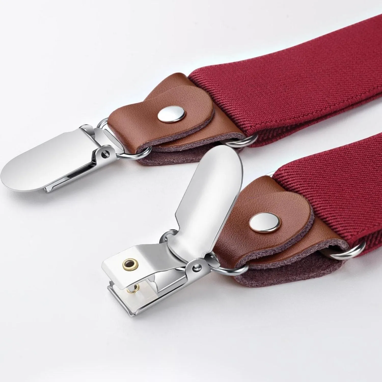 Y-shaped Adjustable Suspender with 4 Clips - 15 RED