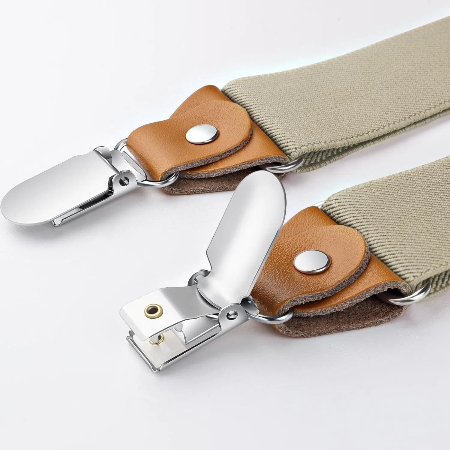 Y-shaped Adjustable Suspender with 4 Clips - BEIGE