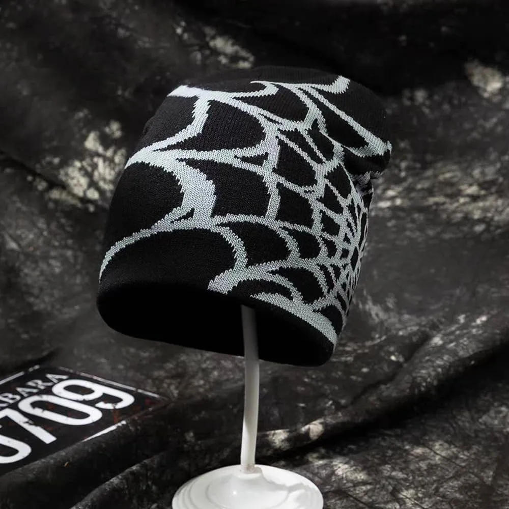 Y2k Spider Beanie Hat Wool Acrylic Knit Skull Cap Winter Warm Streetwear MEA Design Hats for Women Man Teenagers
