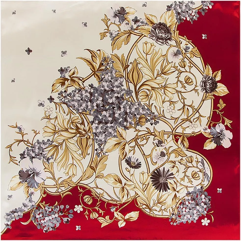 YOUR SMILE Silk Feeling Scarf Women's Fashion Pattern & Solid Color Large Square Satin Headscarf