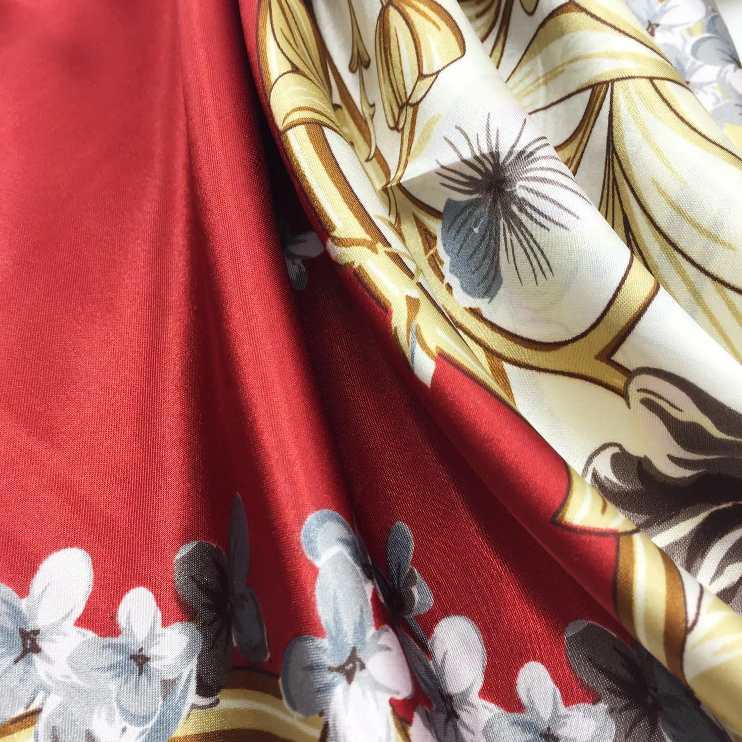 YOUR SMILE Silk Feeling Scarf Women's Fashion Pattern & Solid Color Large Square Satin Headscarf