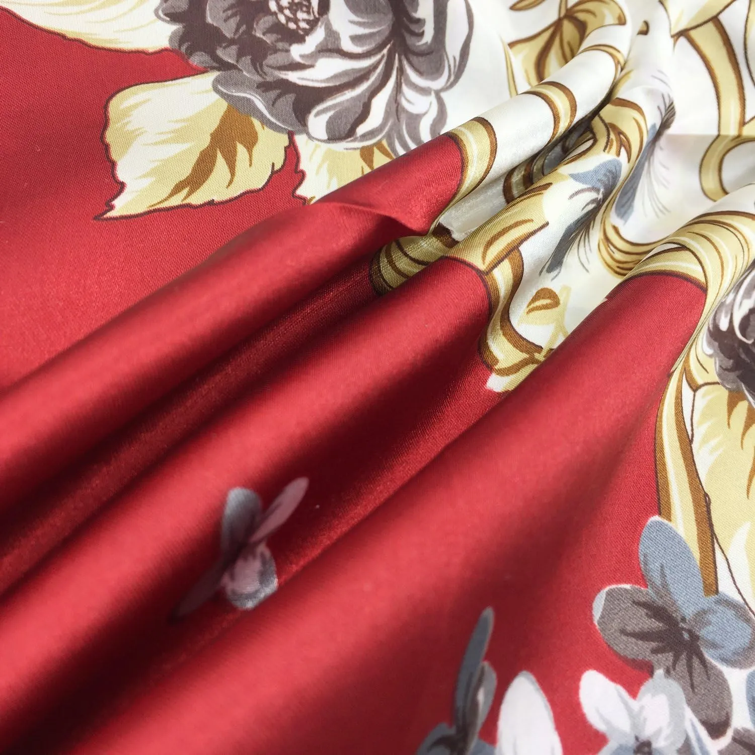 YOUR SMILE Silk Feeling Scarf Women's Fashion Pattern & Solid Color Large Square Satin Headscarf