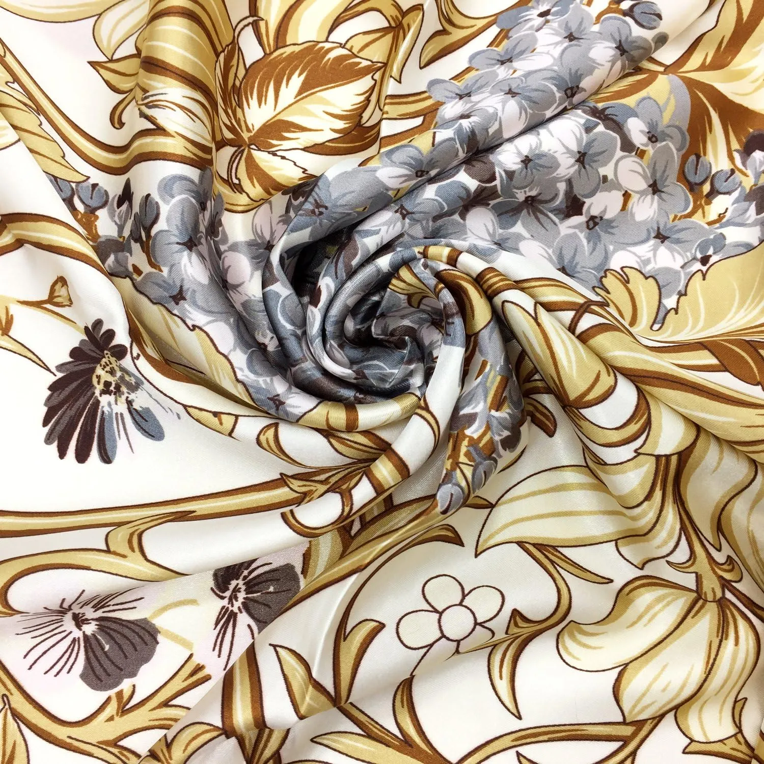 YOUR SMILE Silk Feeling Scarf Women's Fashion Pattern & Solid Color Large Square Satin Headscarf
