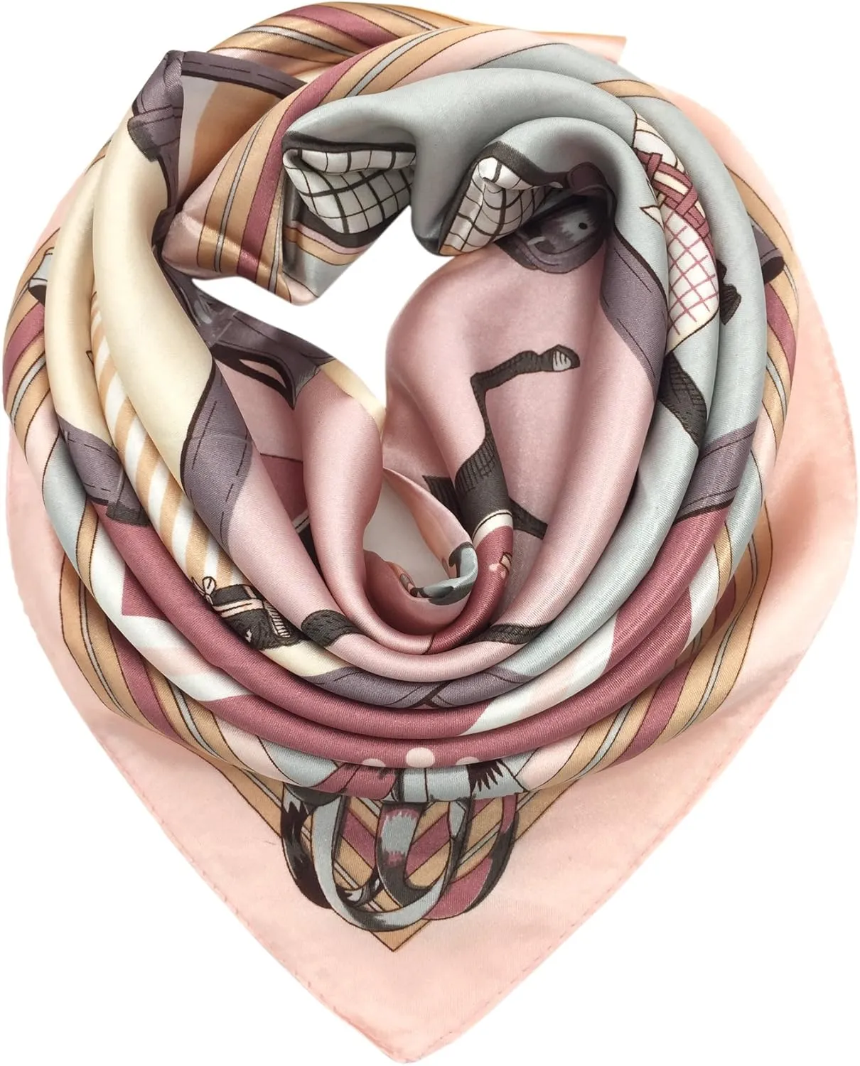 YOUR SMILE Silk Like Scarf Women's Fashion Pattern Large Square Satin Headscarf Headdress