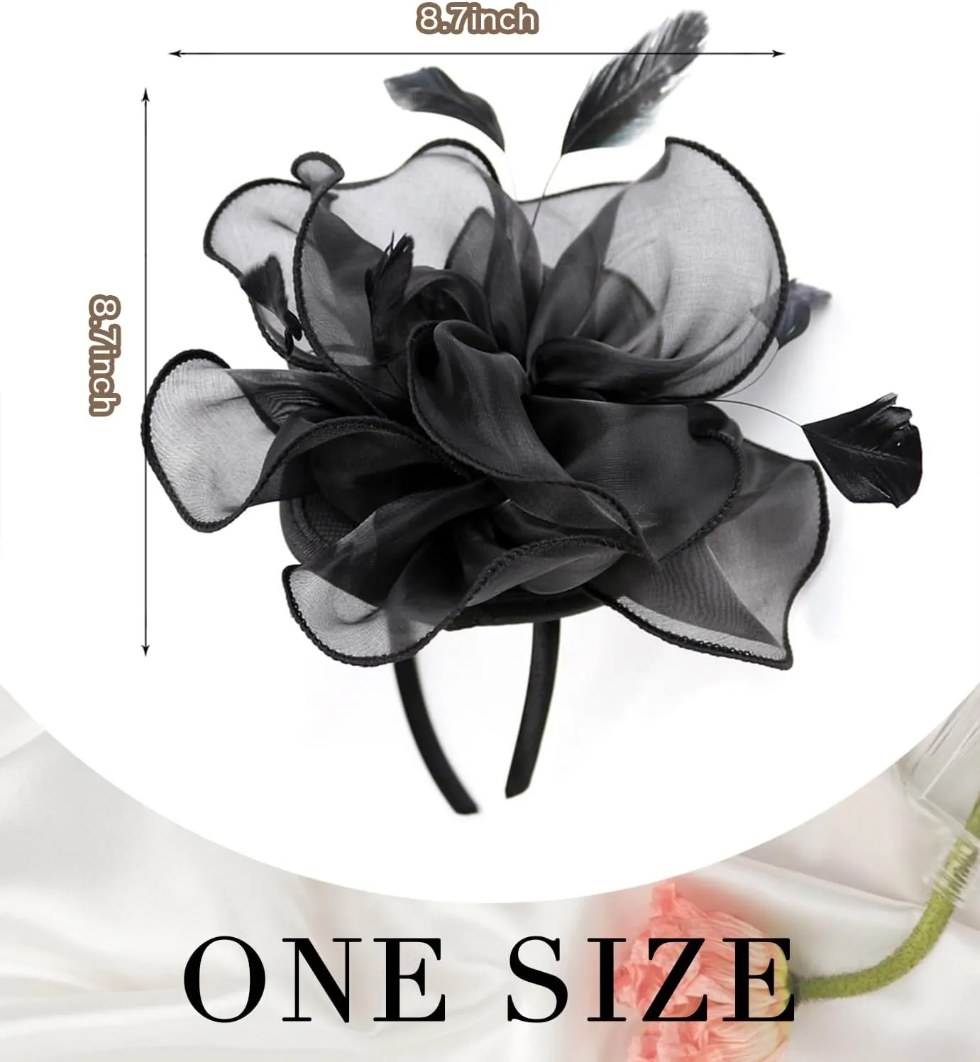 Z&X Sinamay Fascinator Pillbox Hats for Women Feather Flower Church Derby Headband Clip Wedding Tea Party Hat