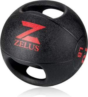 ZELUS Medicine Ball with Dual Grip| 10/20 lbs Exercise Ball |Weight Ball with Handles| Textured Grip Exercise Ball |Strength Training| Core Workouts