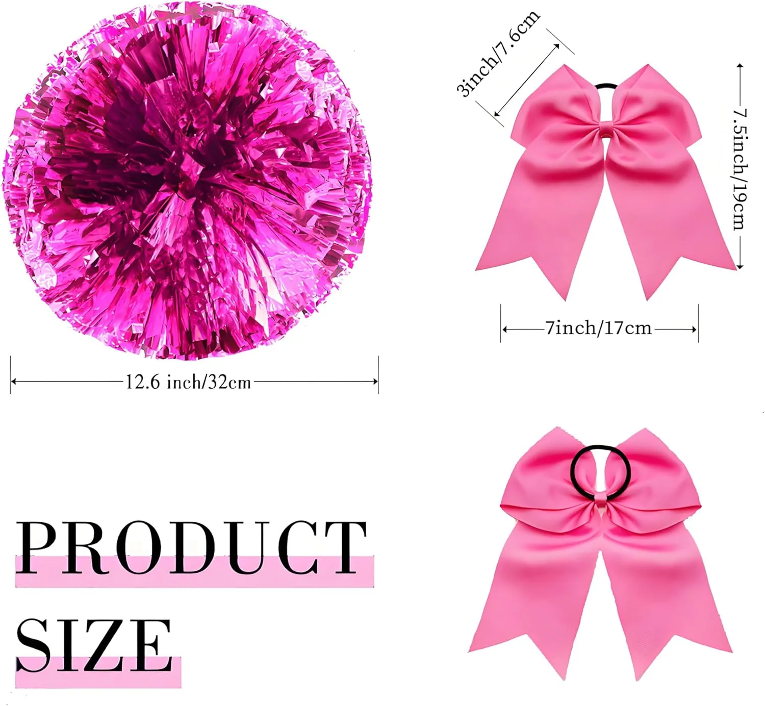ZYBenda 3 Pack Pom Poms Cheerleading Metallic Foil Plastic Pom Poms for Kids Adults Team Sports Dance Games Spirit Cheering